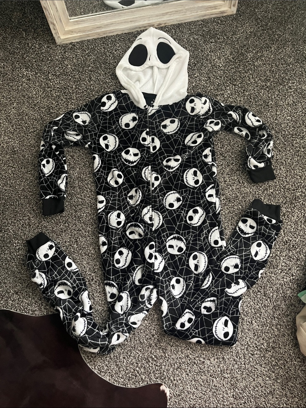 Disney Black & White Jack Skellington Men’s Footie Pajamas